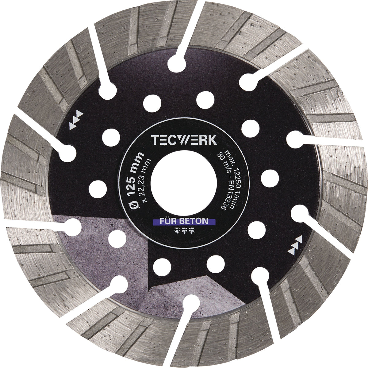TECWERK Diamanttrennscheibe BETON PRO D.115 mm – Turbo-Segment für Winkelschleifer