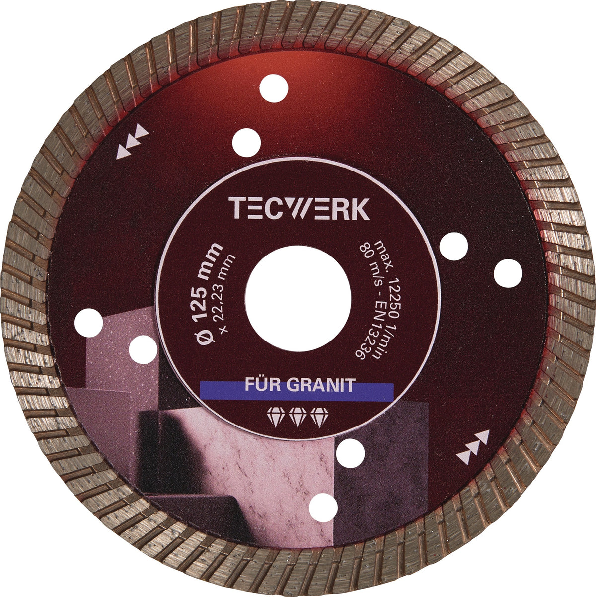 TECWERK Diamanttrennscheibe GRANIT PRO 115 mm, Segmenthöhe 10 mm, für Granit, Beton, Naturstein