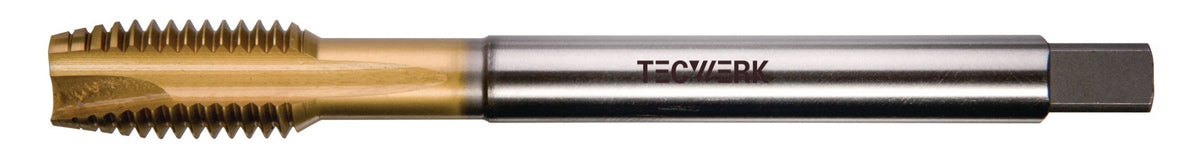 TECWERK Maschinengewindebohrer DIN 371B M3x0,5mm HSS-Co TiN 6H – für Durchgangsgewinde