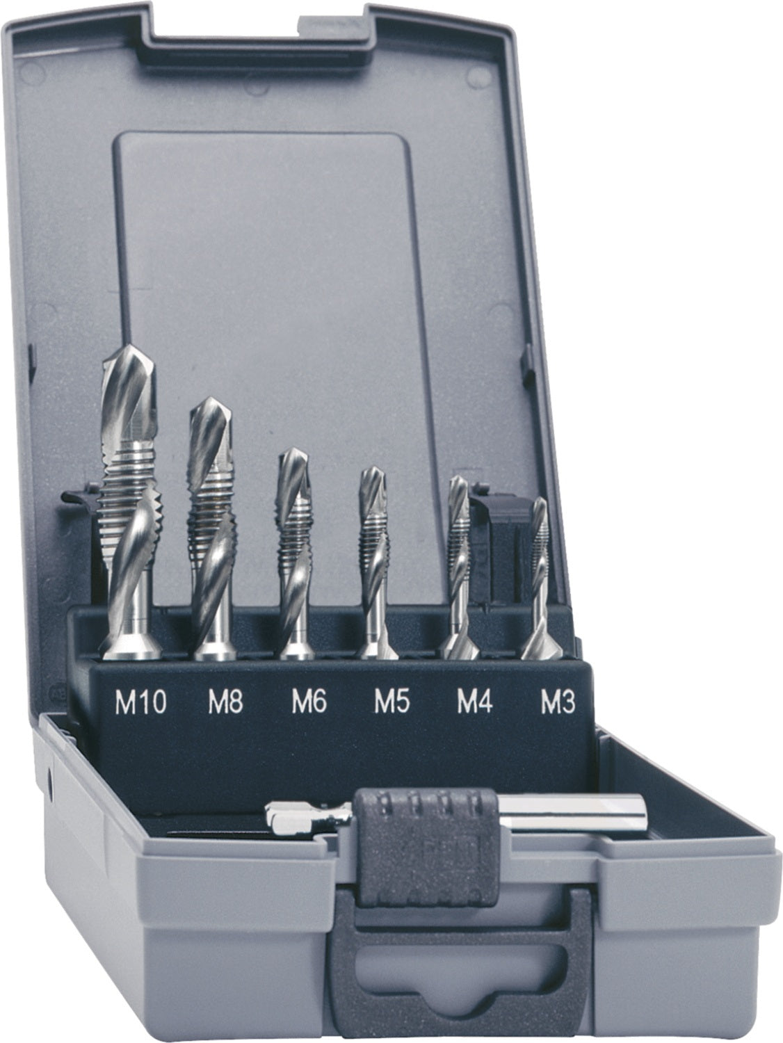 TECWERK Kombigewindebohrersatz DIN 3126 M3-M10 7-tlg. HSS-G in Kunststoffkassette