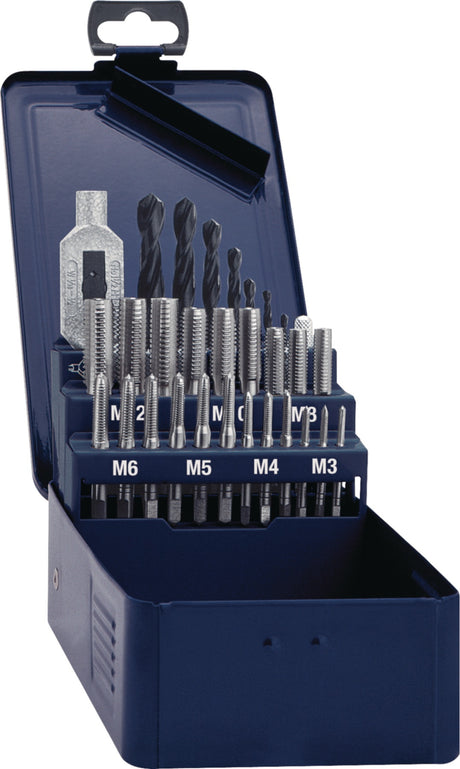 TECWERK Gewindebohrersatz DIN 352 M3-M12 29-teilig HSS in Metallkassette