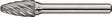 TECWERK Frässtift RBF INOX D.6mm Kopf-L.18mm Schaft-D.6mm Hartmetall Normalverzahnung fein