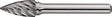 TECWERK Frässtift SPG INOX D.6mm Kopf-L.16mm Schaft-D.6mm HM Verz.Normal,fein – für Edelstahl