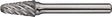 TECWERK Frässtift KEL Special Steel Ø10 mm Kopf-L 20 mm Schaft-Ø 6 mm Hartmetall Kreuzverzahnung