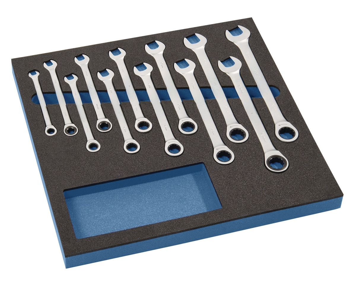 TECWERK Werkzeugmodul Leereinlage 2/3-Modul für Knarrenringmaulschlüssel SW 8-19 mm