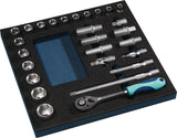 TECWERK Werkzeugmodul 27-tlg. Steckschlüsselsatz 2/3-Modul, 12,5 mm (1/2")