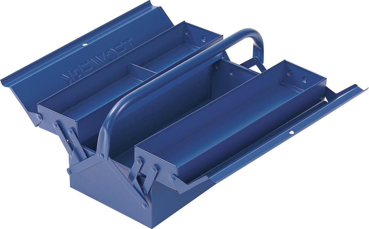 TECWERK Werkzeugkasten 3-teilig aus Stahlblech, 430 x 200 x 150 mm, blau, abschließbar