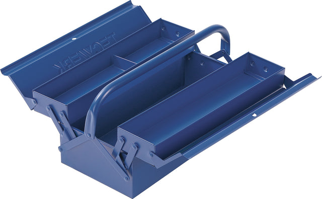 TECWERK Werkzeugkasten 3-teilig aus Stahlblech, 430 x 200 x 150 mm, blau, abschließbar