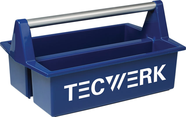 Werkzeugtragekasten 420x250x120 mm von TECWERK mit 2 Fächern und Stahlblechtragegriff