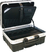 TECWERK Schalenkoffer rollbar 42 l Polypropylen mit 4 Werkzeugtafeln und Teleskopauszug