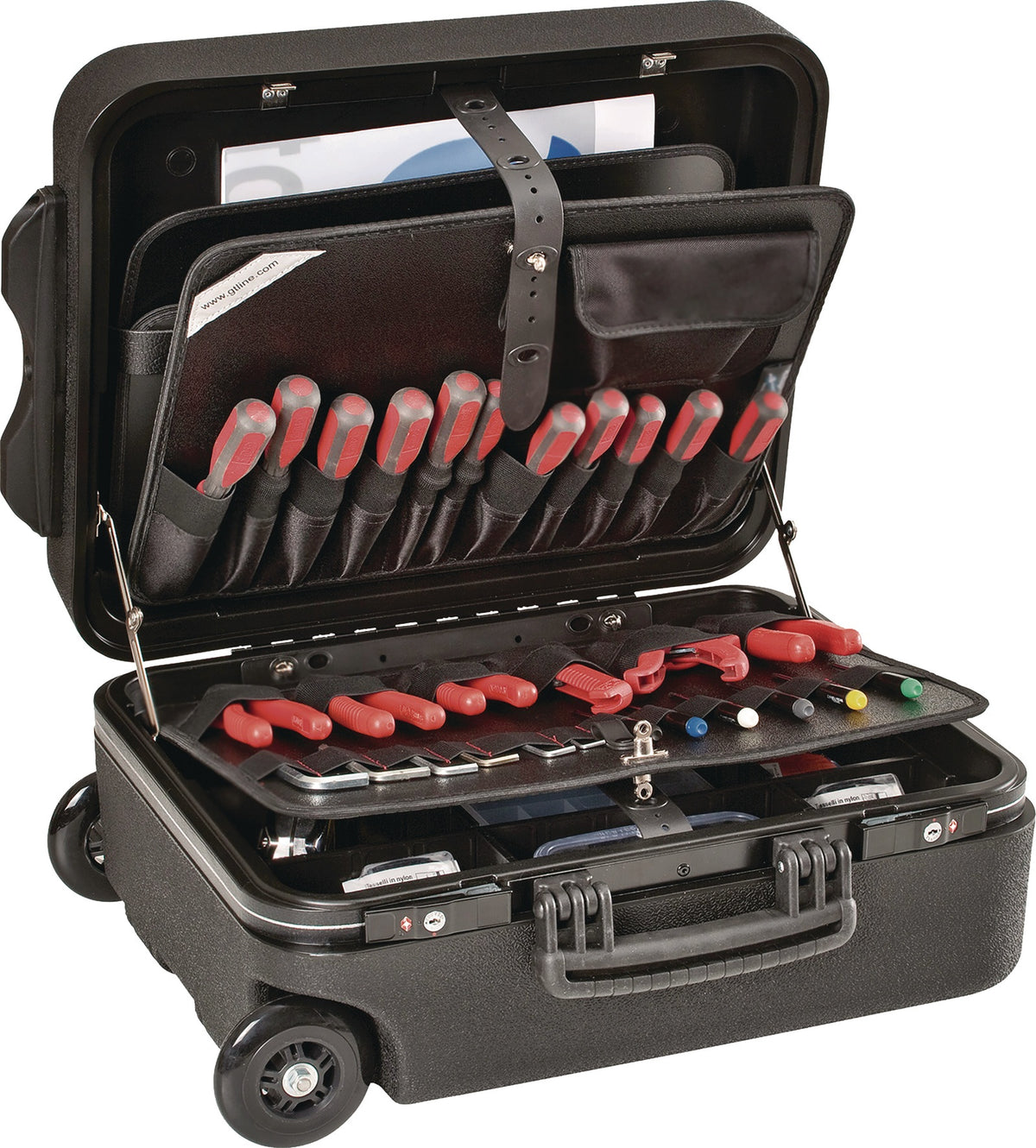 TECWERK Schalenkoffer rollbar HDPE-Kunststoff 28,9 l mit Teleskopgriff und TSA-Schlössern