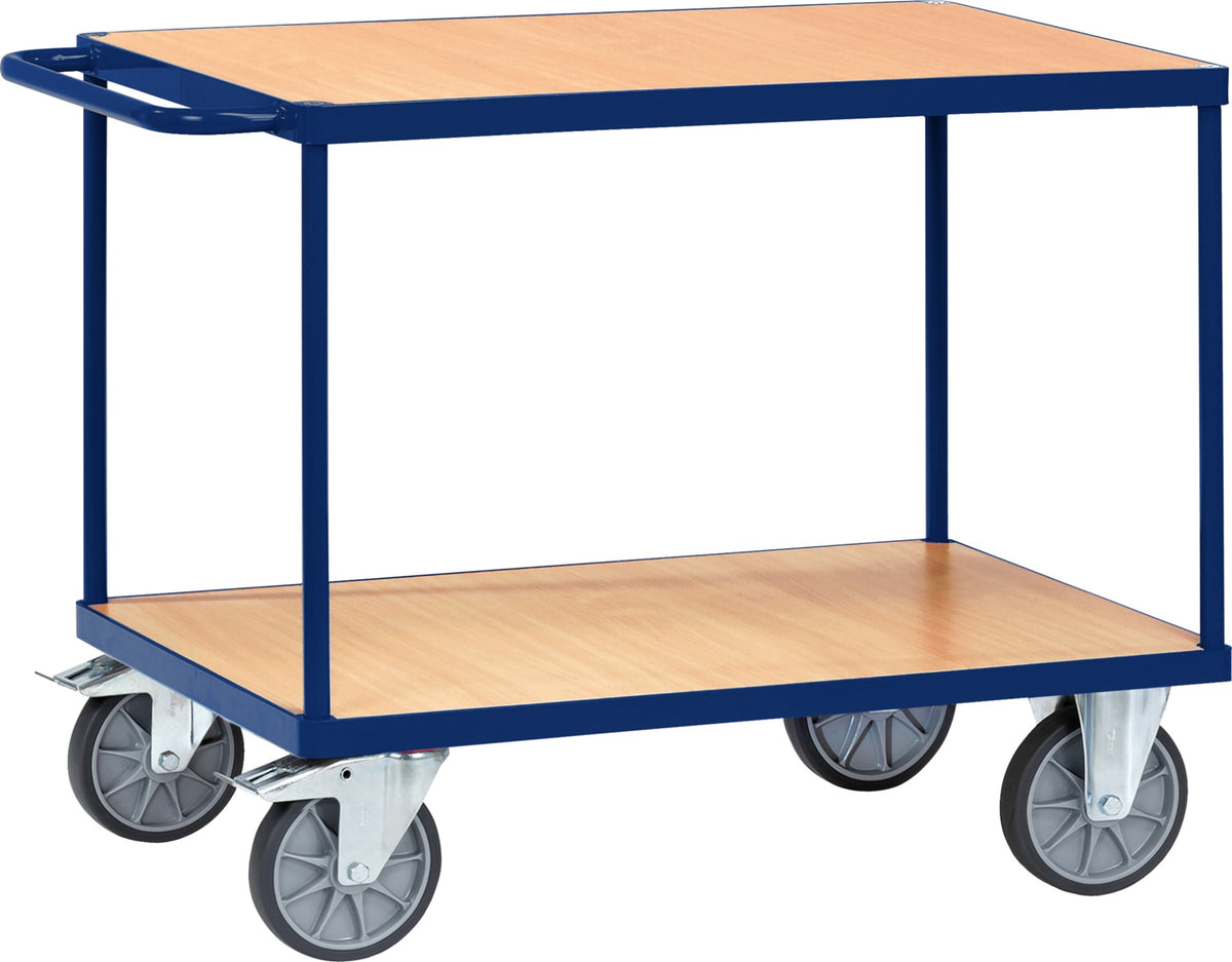 TECWERK Tischwagen 2 Ladeflächen 600x600 mm, 500 kg, saphirblau