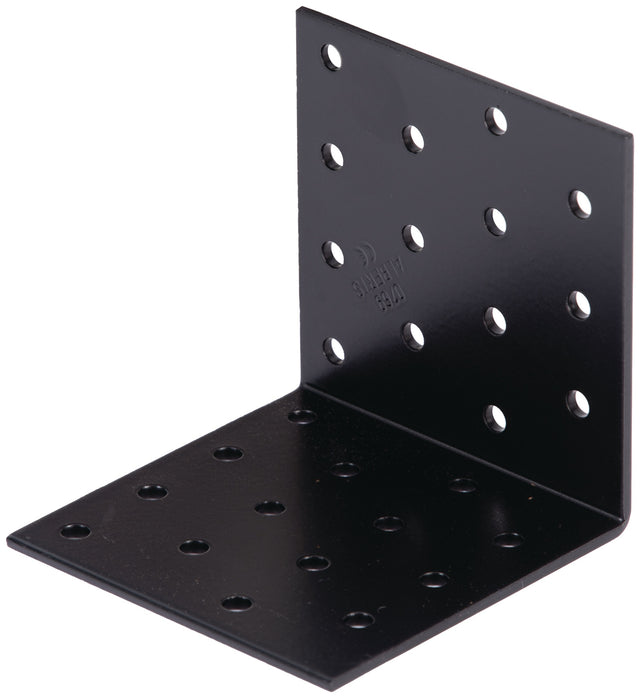 GAH Lochplattenwinkel ETA-08/0165 80x80x2,5 mm Stahl verzinkt schwarz kunststoffbeschichtet 25 Stück