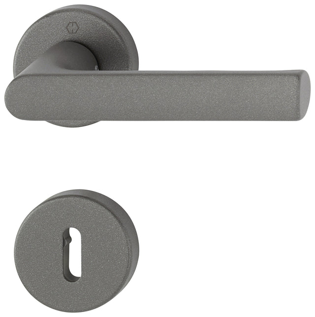 HOPPE Rosettengarnitur Hamburg 1700/42KB/42KBS Aluminium F7302 Struktur DIN L/R D/D