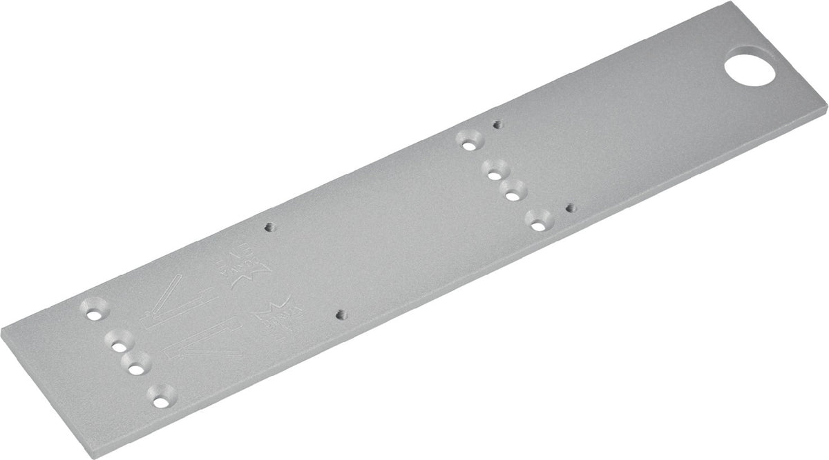 Montageplatte silber für TS 73 EMF von DORMAKABA – Universelle Lochgruppe nach DIN EN 1154 A