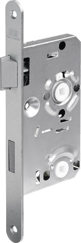BKS Zimmertür-Einsteckschloss 0215 BAD DIN Links, 55 mm Dornmaß, 78 mm Entfernung, 8 mm Vierkant, Stulp alufinish silber