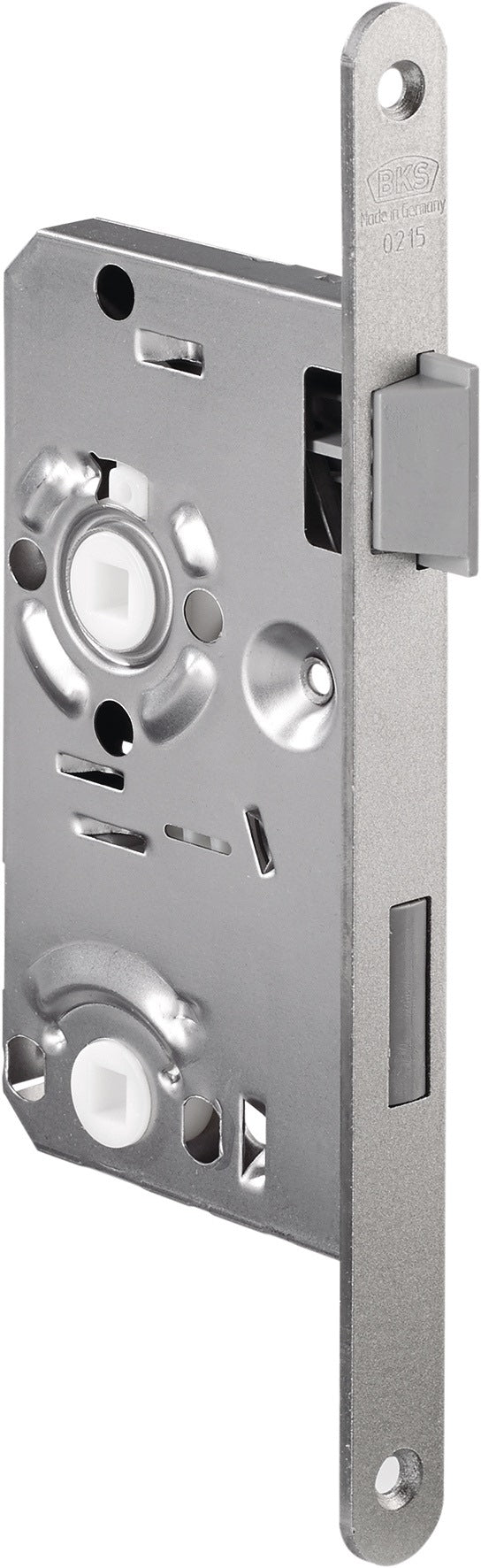 BKS Zimmertür-Einsteckschloss 0215 BAD DIN Links, 55 mm Dornmaß, 78 mm Entfernung, 8 mm Vierkant, Stulp alufinish silber