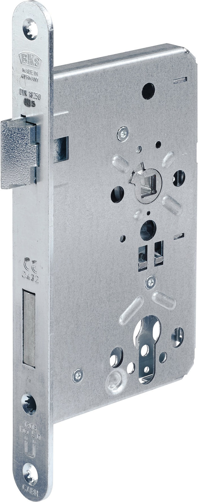 BKS Feuerschutztürschloss B-1206 24/65/72/9 mm DIN L abgerundet silber