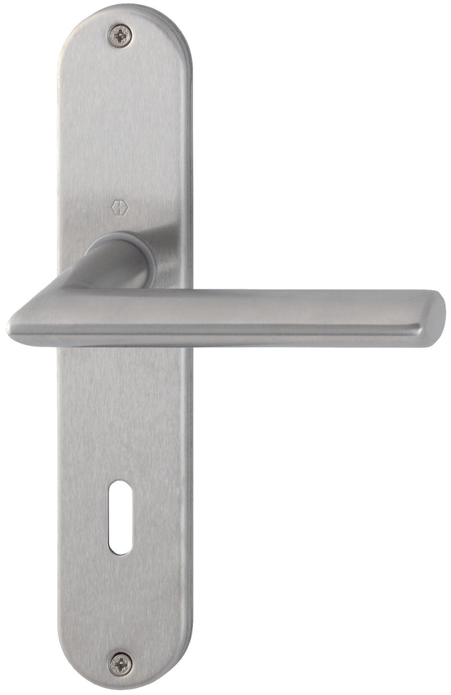 HOPPE Langschildgarnitur Stockholm E1140Z/302 Edelstahl DIN L/R – Drückergarnitur für Türstärke 35-45 mm