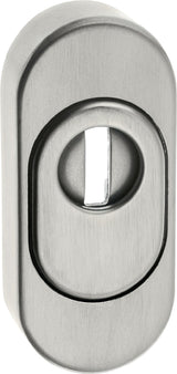 EDI Schlüsselrosette 0815/0000 – Aluminium F12, oval, PZ-Lochung mit Ziehschutz, Schildstärke 14,5 mm