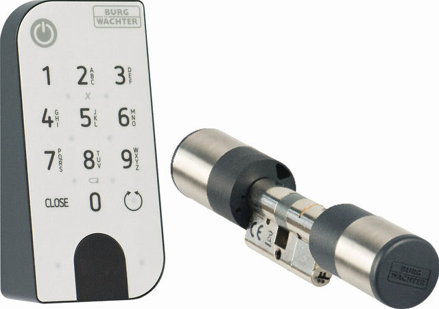 BURG-WÄCHTER Elektronisches Türschloss 7601 – Zylinder & Codetastatur, Smartphone-Zugang, Edelstahl Schwarz