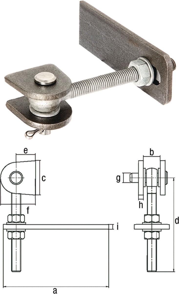 GAH Verstellbares Torband 135 mm Stahl roh für Metalltore – 180° Öffnung