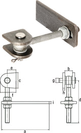 GAH Verstellbares Torband 135 mm Stahl roh für Metalltore – 180° Öffnung