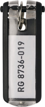 DURABLE Key Clip Schlüsselanhänger schwarz mit Beschriftungsfeld, 6 Stück im Beutel