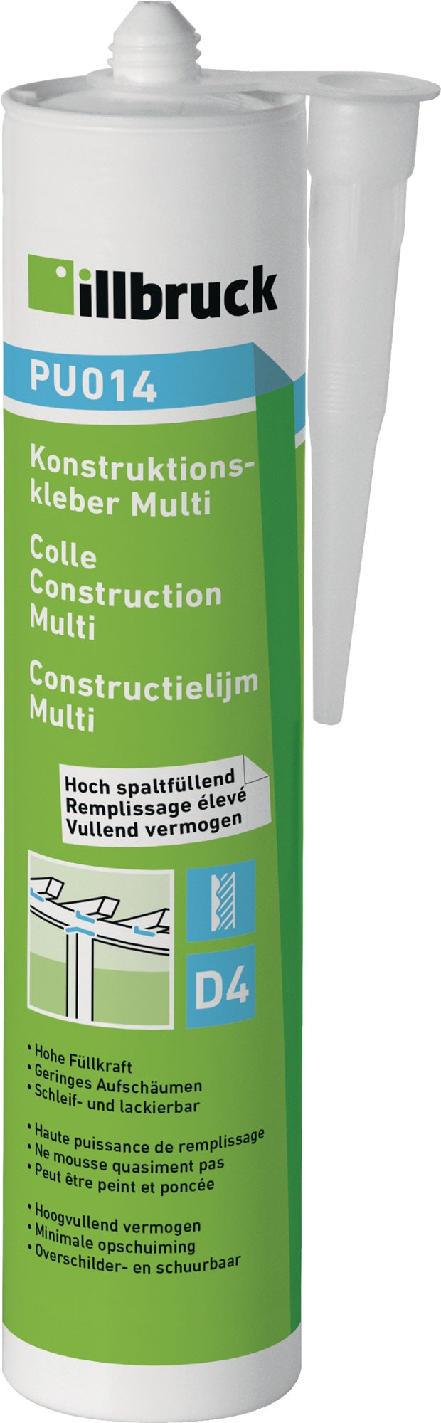 ILLBRUCK Konstruktionskleber Multi PU014 beige EN 204: D4 330g Kartusche – 12 Stück