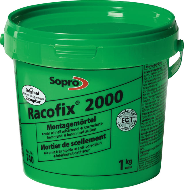 SOPRO Montagemörtel Racofix 2000 – 16x 1 kg Eimer, 1:3 Raumteile, sehr schnellerhärtend