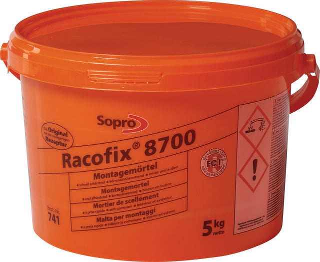 SOPRO Montagemörtel Racofix® 8700 – Schnell erhärtender Mörtel, 5 kg Eimer, 1:3 Raumteile