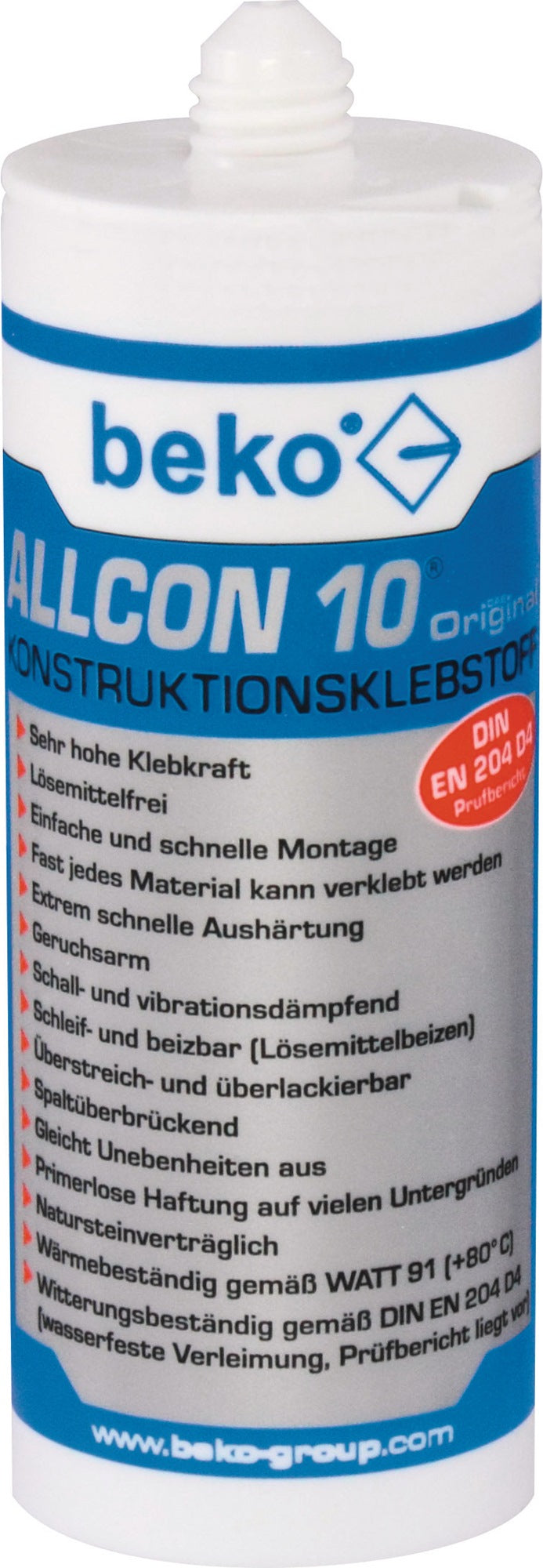 BEKO Konstruktionskleber Allcon 10 beige EN 204:D4 310 ml – PU-Montagekleber, 12er-Pack