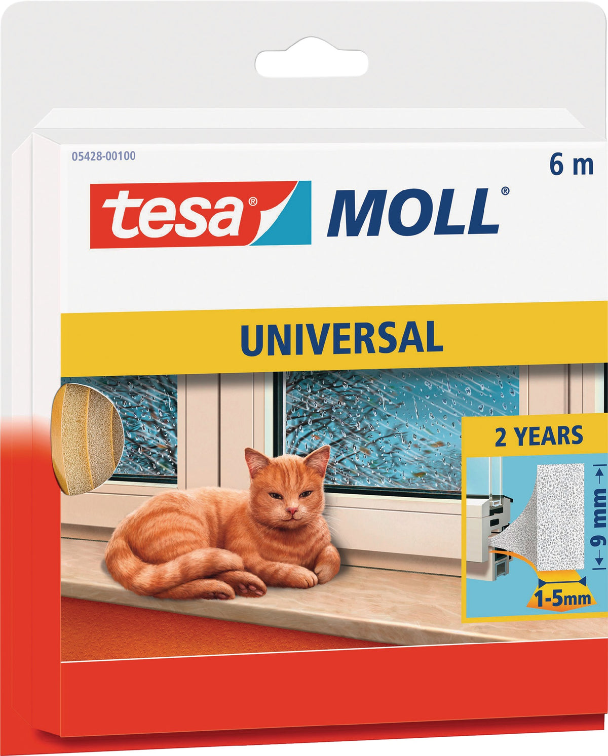tesa tesamoll 5428 Fenster-/Türmoll Dichtung 9mm x 6mm x 6m – 10 Rollen