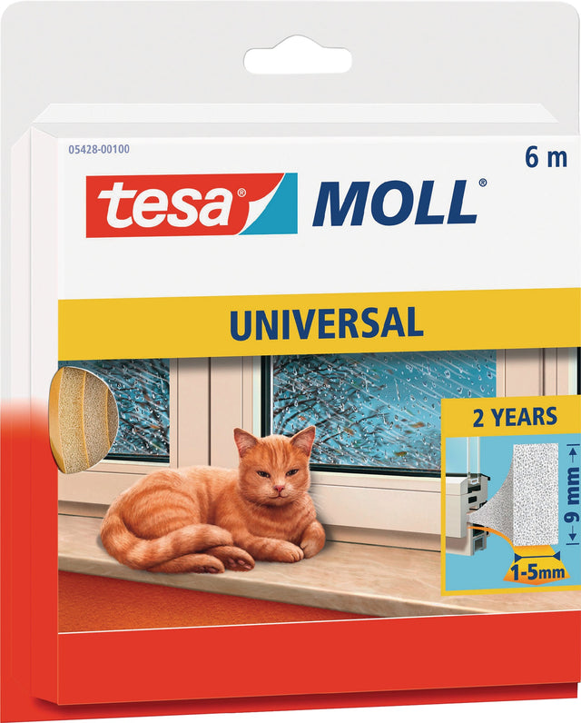 tesa tesamoll 5428 Fenster-/Türmoll Dichtung 9mm x 6mm x 6m – 10 Rollen