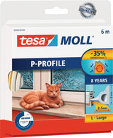 tesa tesamoll® 5390 Fenster-/Türmoll P-Hohlprofil Gummidichtung 9mm x 5,5mm x 6m Weiß – 10 Stück
