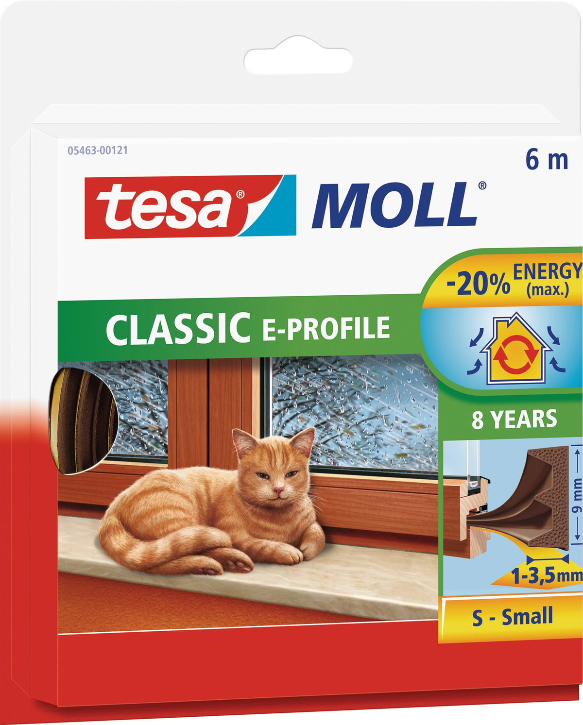 tesa tesamoll® 5463 Fenster-/Türmoll braun 9mm x 4mm x 6m – selbstklebende Gummidichtung