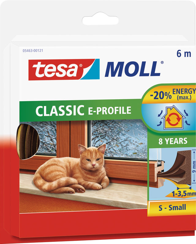 tesa tesamoll® 5463 Fenster-/Türmoll braun 9mm x 4mm x 6m – selbstklebende Gummidichtung