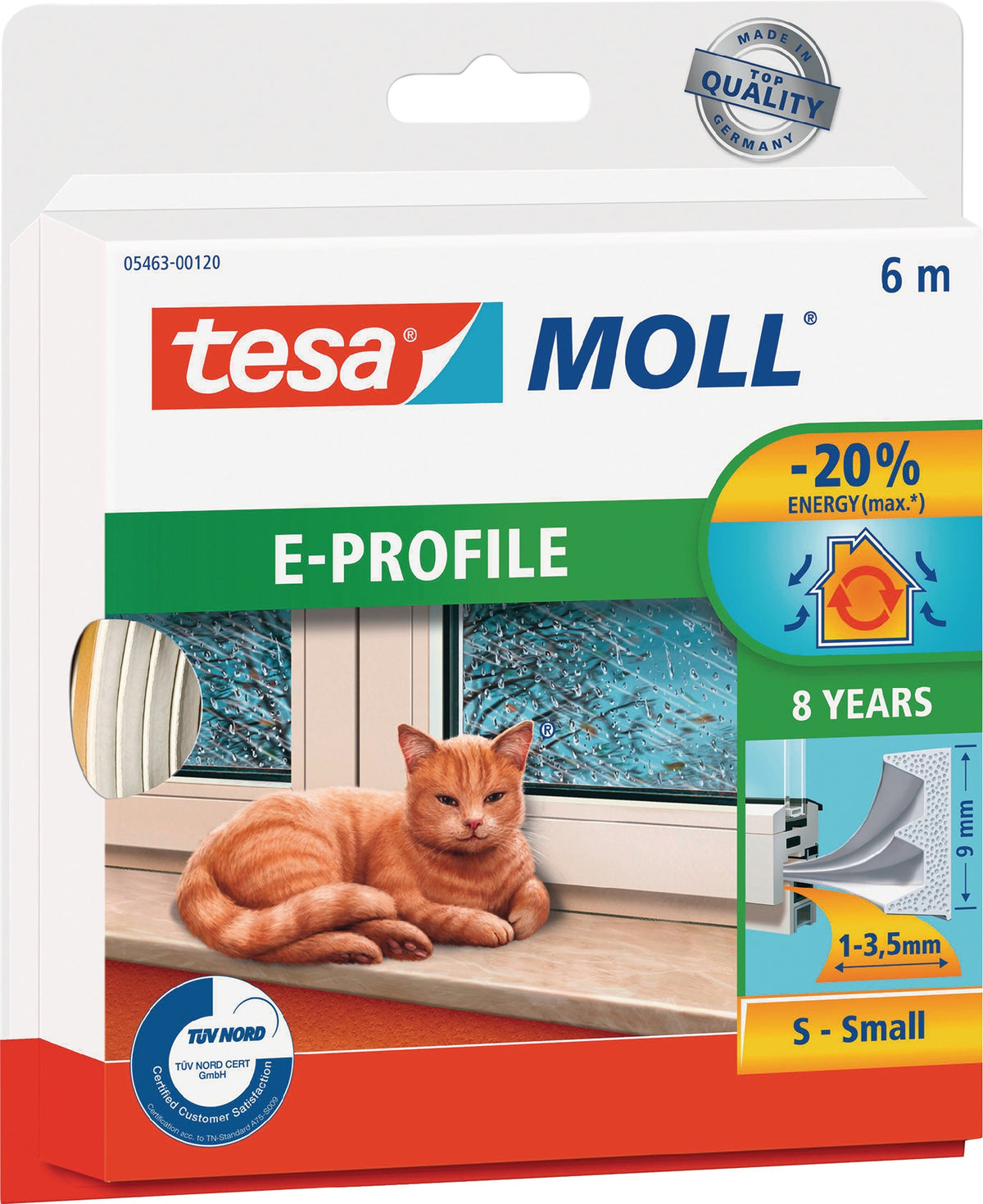 tesa tesamoll® 5463 Fenster-/Türmoll braun 9mm x 4mm x 6m – selbstklebende Gummidichtung