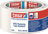 tesa PVC Putzband 60399 Standard weiß 50 mm x 33 m – UV-beständiges Abklebeband für Fassaden