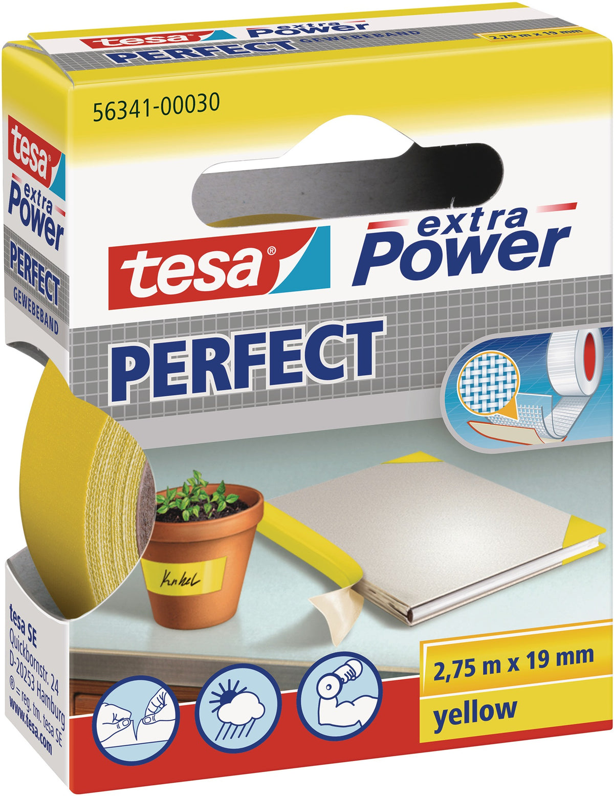 tesa Gewebeband ext.Power® 56341 schwarz 19 mm x 2,75 m – 10 Rollen