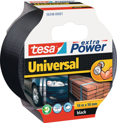 tesa Gewebeband extra Power® 56348 – Schwarz, 48 mm x 10 m, 6 Rollen