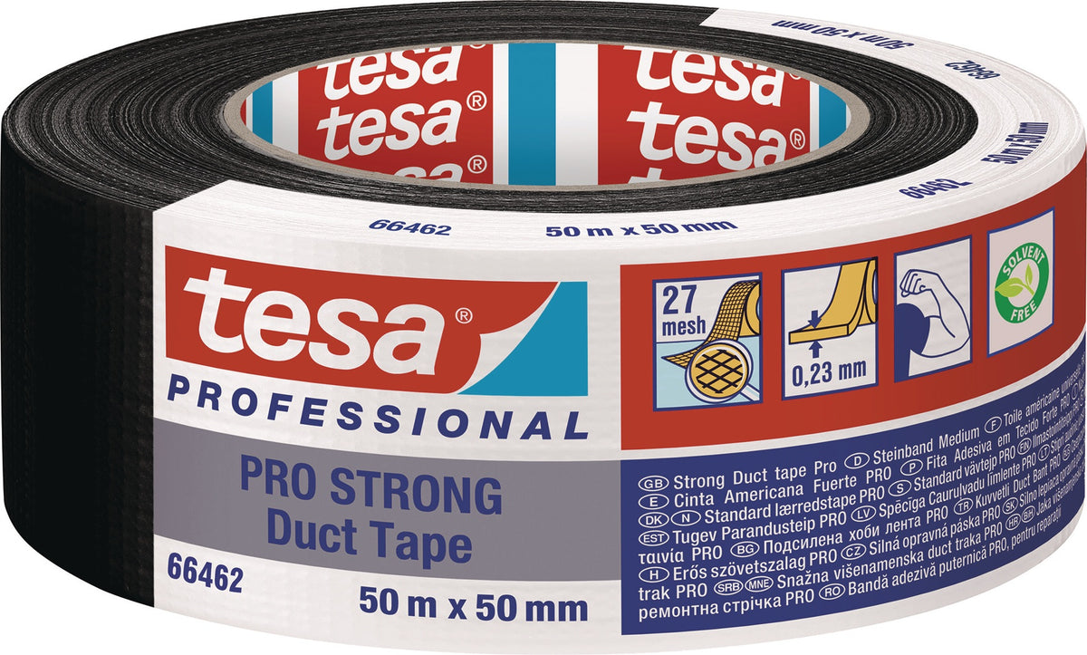 tesa PRO STRONG Duct Tape ECO 66462 – Gewebeband 50 m x 50 mm, schwarz, Recycling