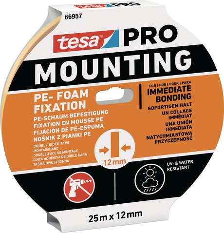 tesa Montageband Mounting PRO PE-Fixation 66957 weiß 25m x 12mm