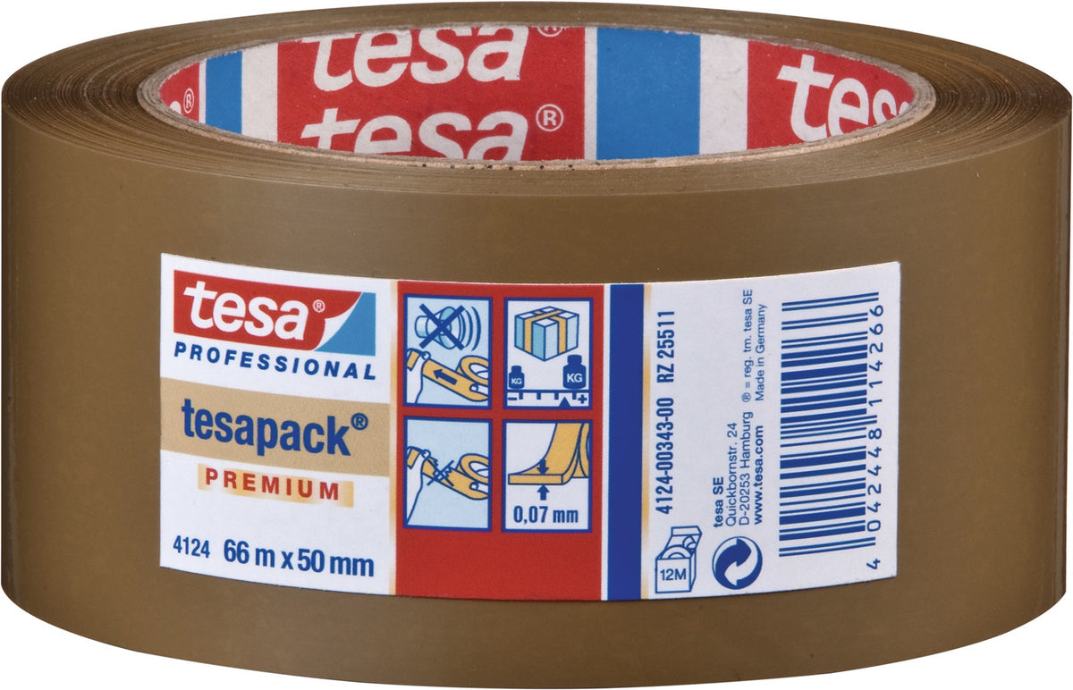 tesapack® 4124 Verpackungsklebeband PVC farblos 50 mm x 66 m – 6 Rollen TESA