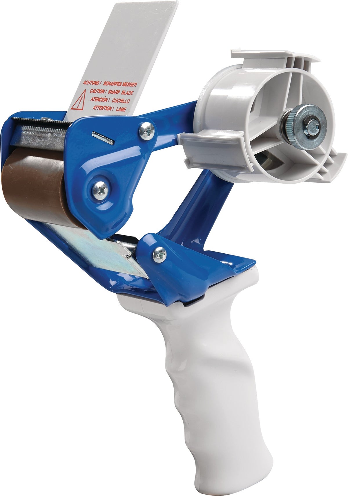 BURMANN Handabroller Profi K20B aus Metall, blau/weiß, für 50 mm Klebeband