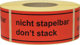 TRANSPAK Hinweisetikett Vorsicht Glas 145 x 70 mm rot 1000 Stück pro Rolle