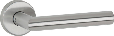 APTEC Drückergarnitur Basic 02 Edelstahl matt – Rosetten-Drückergarnitur DIN L/R für Türstärke 38-45 mm