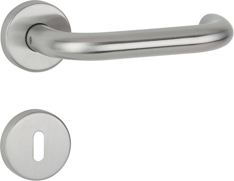 APTEC Drückergarnitur Basic 02 Edelstahl matt – Rosetten-Drückergarnitur DIN L/R für Türstärke 38-45 mm