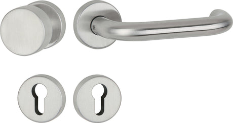 APTEC Drückergarnitur Basic 02 Edelstahl matt – Rosetten-Drückergarnitur DIN L/R für Türstärke 38-45 mm