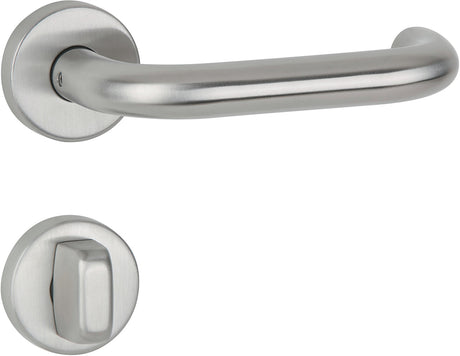 APTEC Drückergarnitur Basic 02 Edelstahl matt – Rosetten-Drückergarnitur DIN L/R für Türstärke 38-45 mm